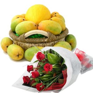 Mango Basket with Roses