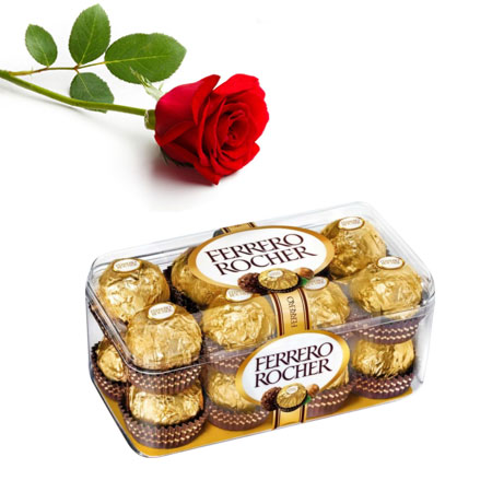 Single Roses with Chocolates