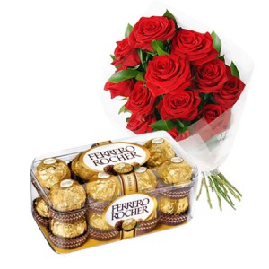 Dozen Red Roses with Chocolates